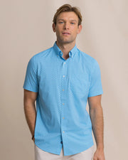 Southern Tide Men's Flower Garden Coastal Breeze® Short Sleeve Sport Shirt - Tropical Breeze Blue