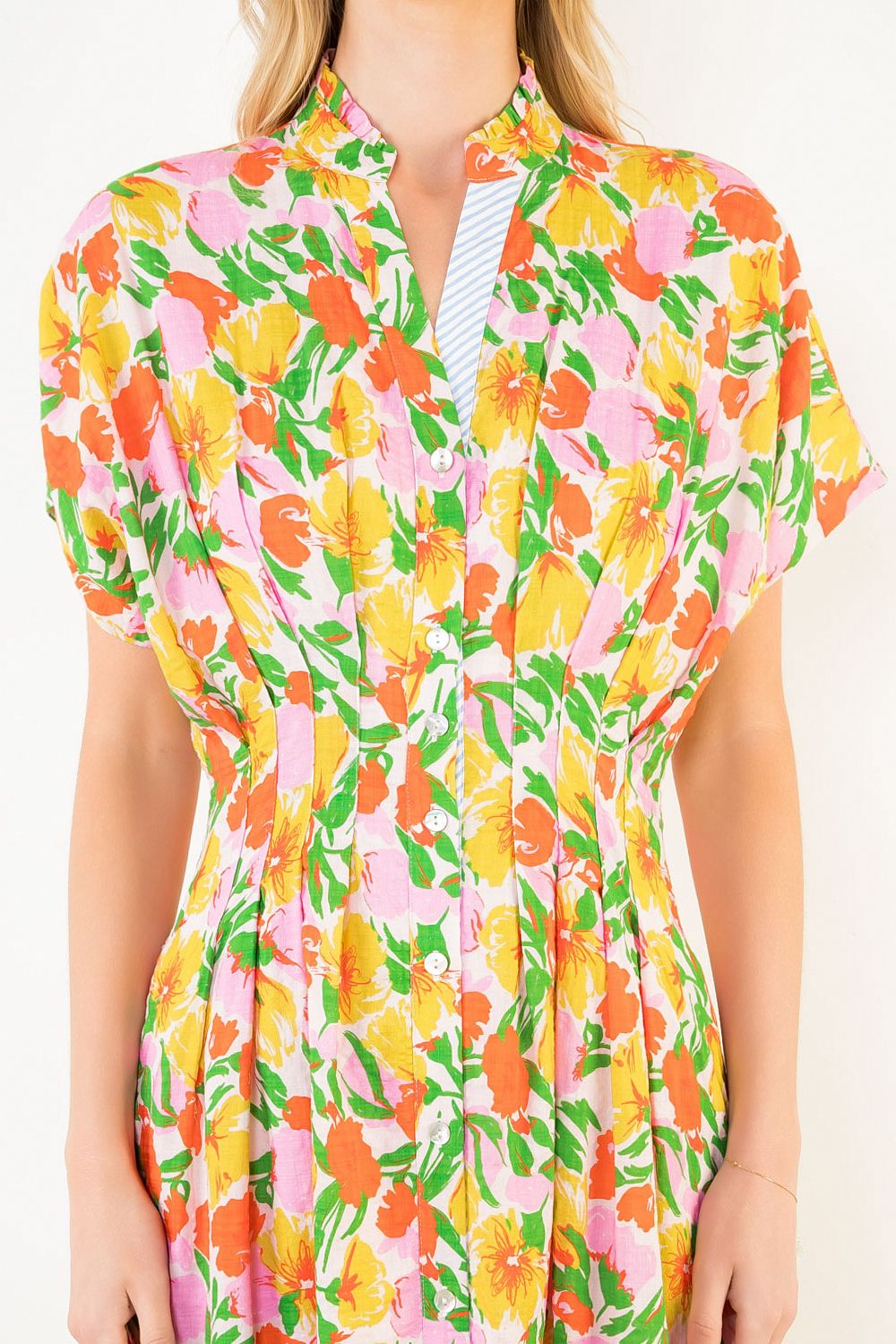 THML Women's Floral Button Down Dress