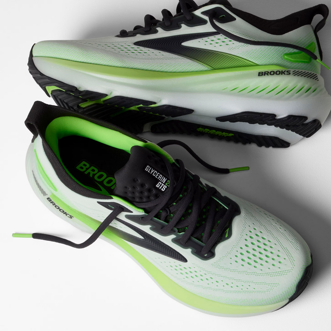 Brooks Glycerin GTS 23 Men’s Running Shoe - White/Phantom/Green Gecko