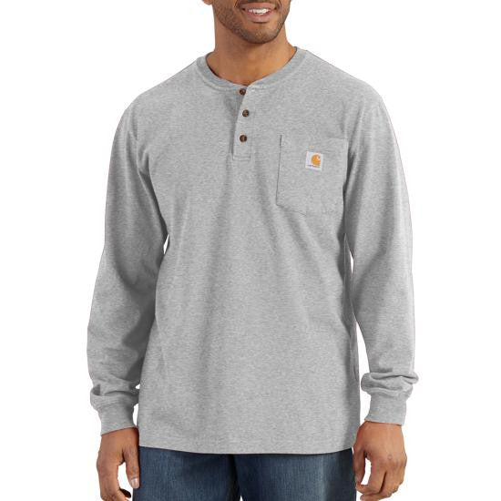 Carhartt Long Sleeve Henley T-Shirt-Heather Grey