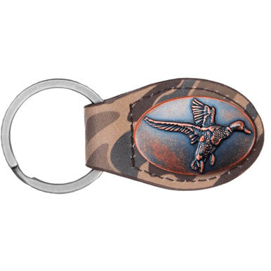 Zep-Pro Brown Old School Camo Leather Key Fob - Mallard