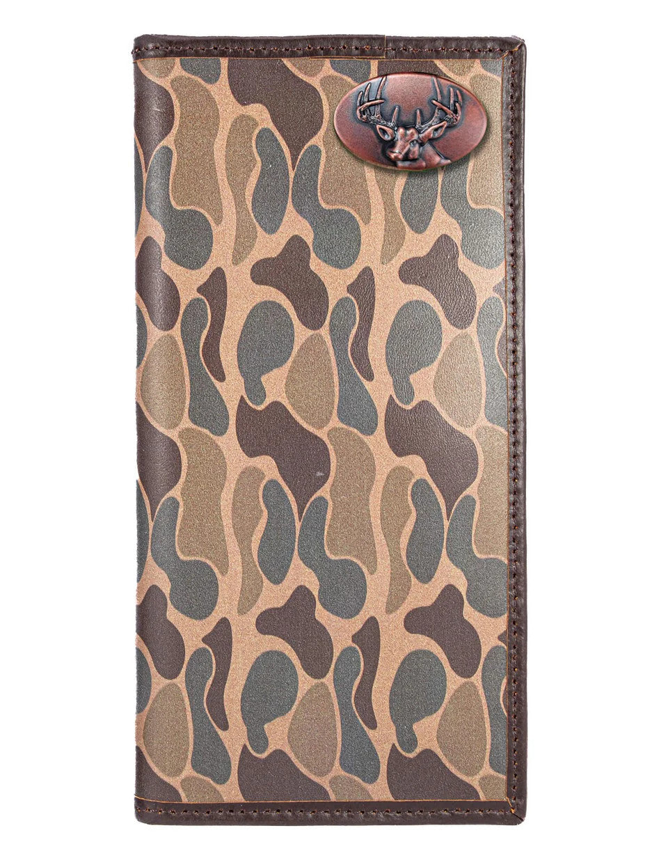 Zep-Pro Men's Secretary Old School Camo Leather Wallet - Buck