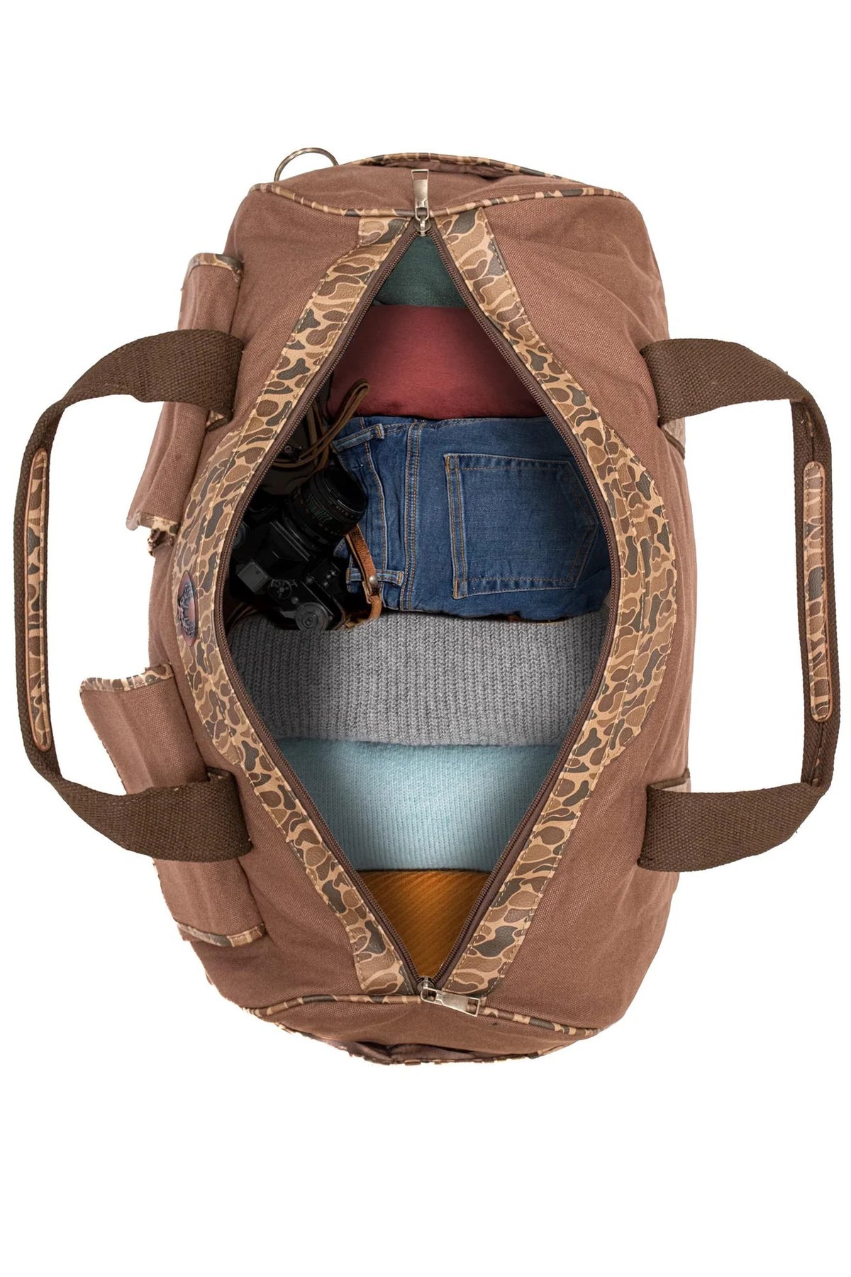 Zep-Pro Mallard Brown Waxed Canvas Old School Camo Weekender Bag