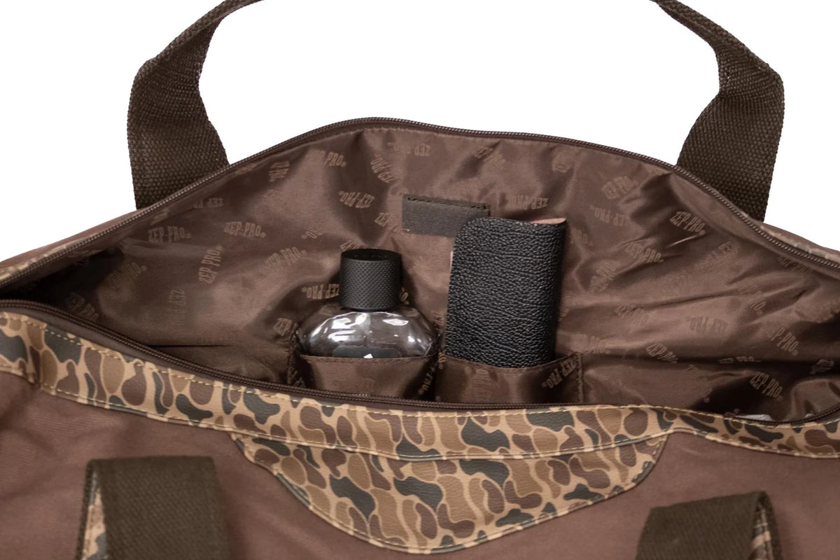 Zep-Pro Mallard Brown Waxed Canvas Old School Camo Weekender Bag