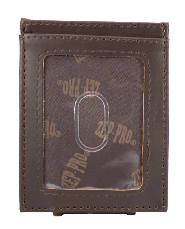 Zep-Pro Men's Magnetic Front Pocket Old School Camo Leather Wallet - Bass