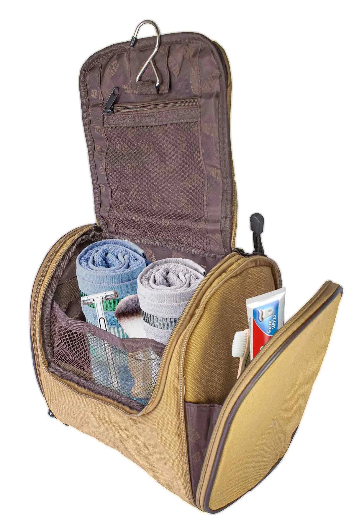 Zep-Pro South Carolina Men's Khaki Canvas Hanging Toiletry Dopp Bag