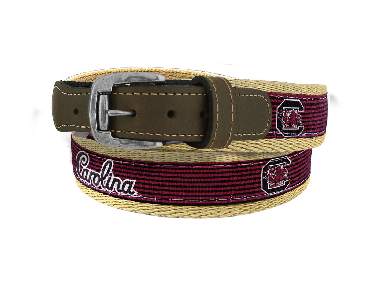Zep-Pro South Carolina Gamecocks Preppy Pinstripe Ribbon Belt