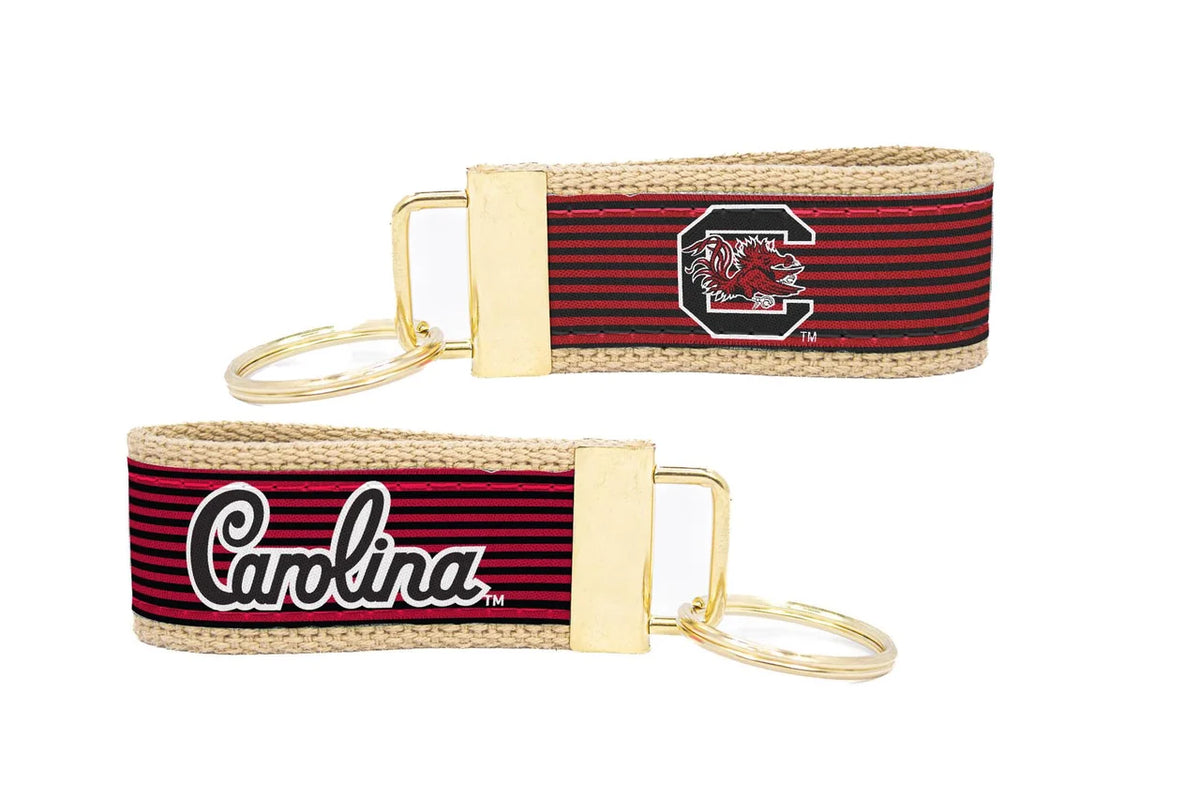 Zep-Pro South Carolina Gamecocks Preppy Pinstripe Ribbon Keychain