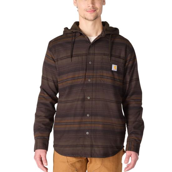 Carhartt Men's Rugged Flannel Fleece Lined Hooded Shirt Jac