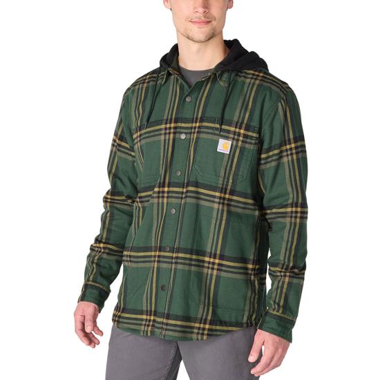 Carhartt Men's Rugged Flannel Fleece Lined Hooded Shirt Jac