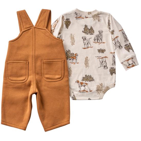 Carhartt Infant Boys Long Sleeve Bodysuit and Fleece Overall Set