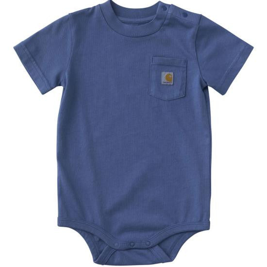 Carhartt Infant Short-Sleeve Garment Dyed Pocket Bodysuit - Unisex - Blue Horizon Wash