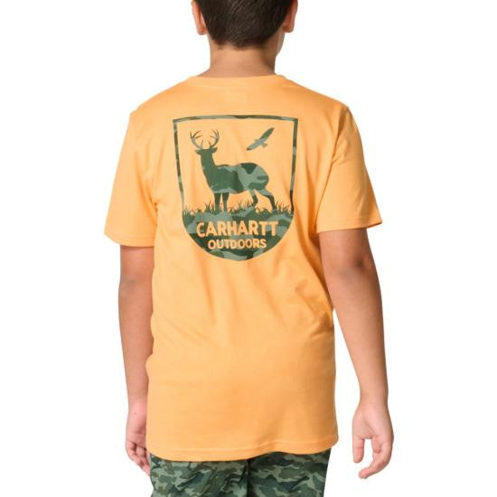 Carhartt Boys Short Sleeve Camo Deer Tee - Papaya