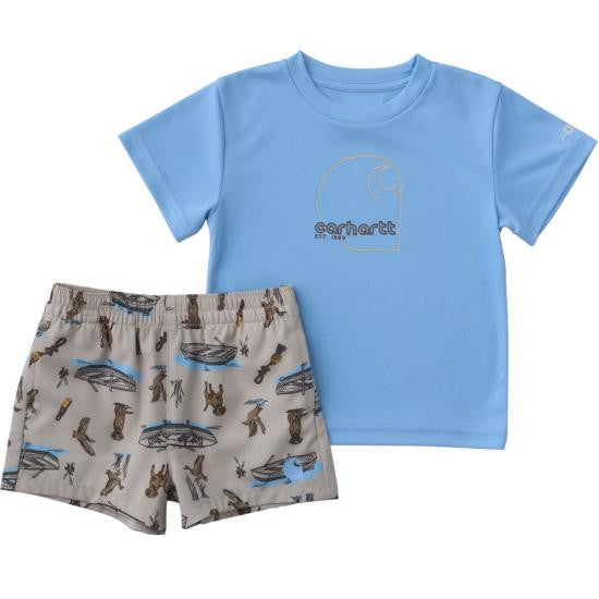 Carhartt Infant Boys Short-Sleeve Force Sun Defender Shirt and Woven Short Set - Sand