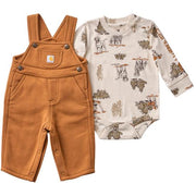 Carhartt Infant Boys Long Sleeve Bodysuit and Fleece Overall Set