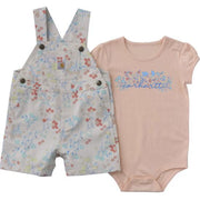 Carhartt Infant Girls Short-Sleeve Bodysuit and Canvas Shortall Set - Turtledove