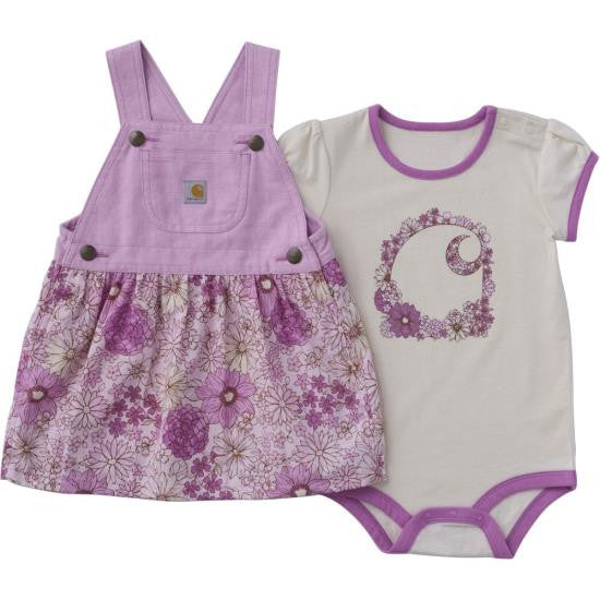 Carhartt Infant Girls Short Sleeve Bodysuit and Chambray Jumper Set - Bodacious