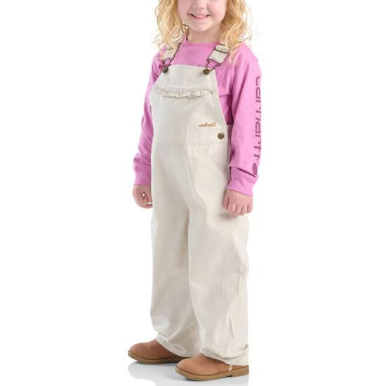 Carhartt Girls Canvas Ruffle Front Overalls - Turtledove