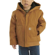 Carharrt Toddler Boys Canvas Insulated Hooded Active Jac - Carhartt Brown