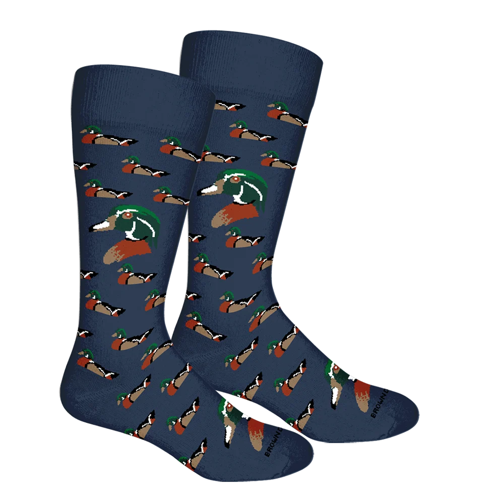 Brown Dog Socks Wood Duck Crew Socks - Insignia Blue