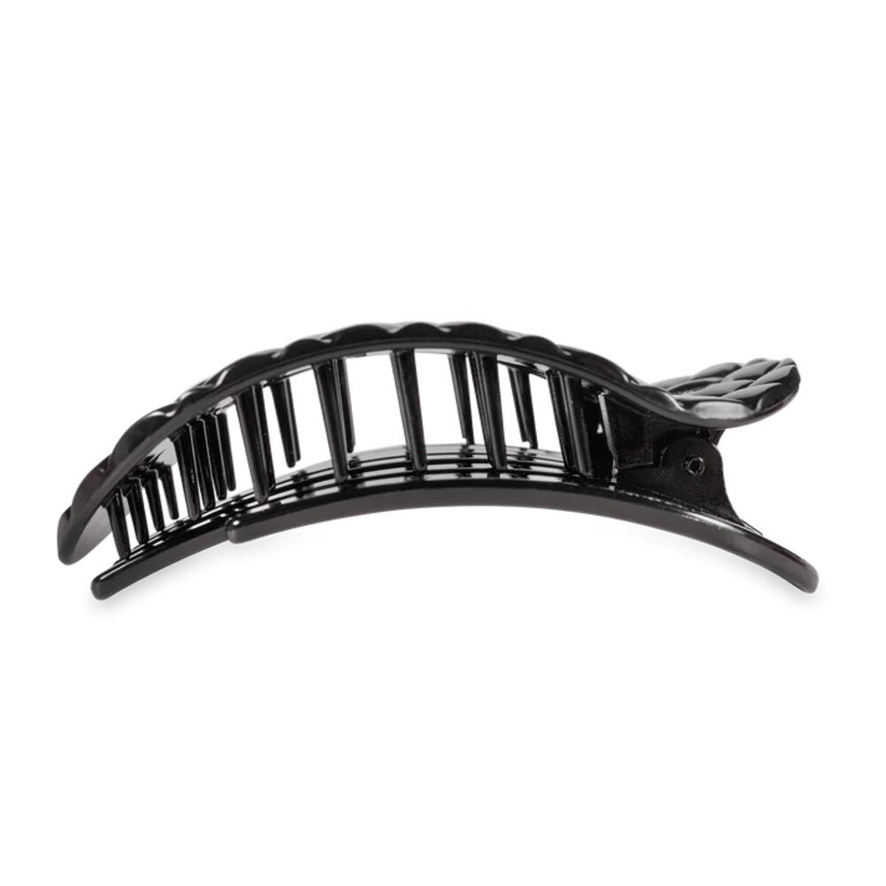 Teleties Jet Black Quilted Large Flat Round Hair Clip