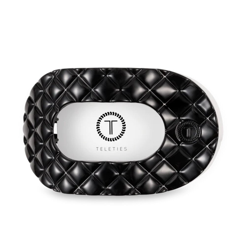 Teleties Jet Black Quilted Large Flat Round Hair Clip