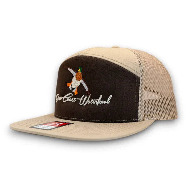 East Coast Waterfowl Embroidered Mallard Logo 7 Panel Hat - Brown/Khaki