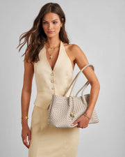 Katie Loxton Nova Hand Woven Small Shoulder Tote - Oyster