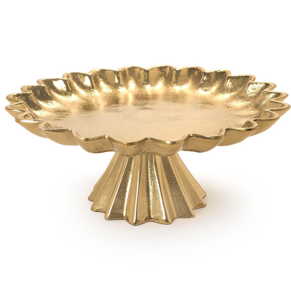 Two's Company Scalloped Edge Gold Cake Stand - Large