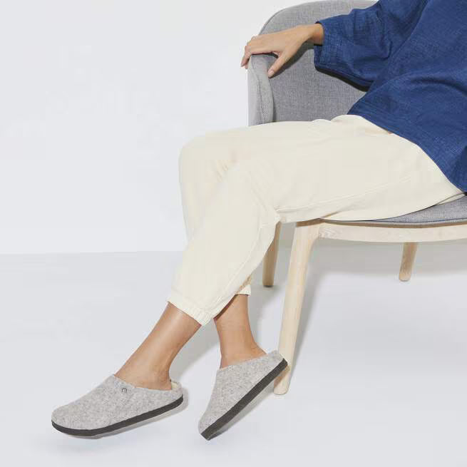 Birkenstock Zermatt Shearling Slippers - Light Grey