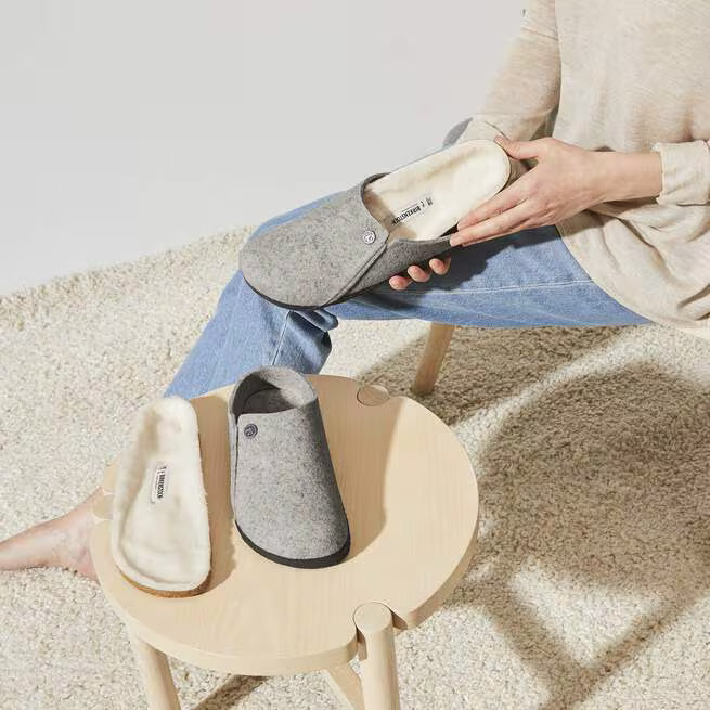 Birkenstock Zermatt Shearling Slippers - Light Grey