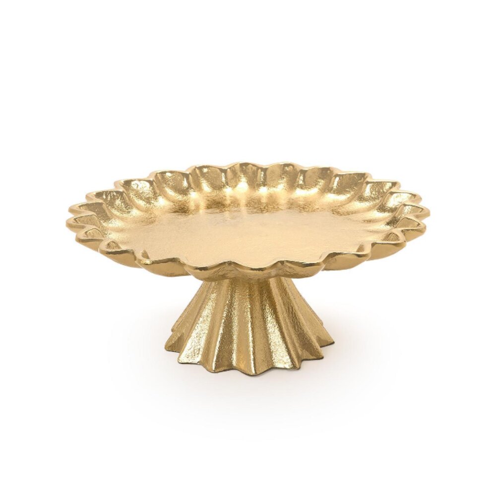 Two's Company Scalloped Edge Gold Cake Stand - Medium