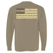 Old Row Men's Long Sleeve 80's Camo Flag T-Shirt - Khaki