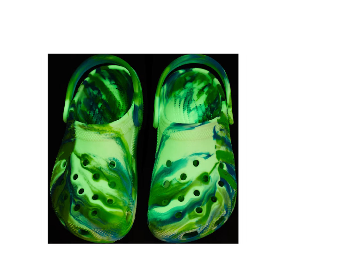 Crocs Kids' Classic Glow-in-the-Dark Marbled Clog - Prep Blue/Multi