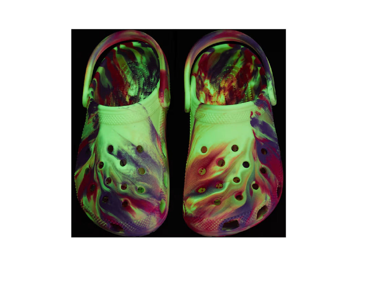 Crocs Kids' Classic Glow-in-the-Dark Marbled Clog - Pink Crush/Multi