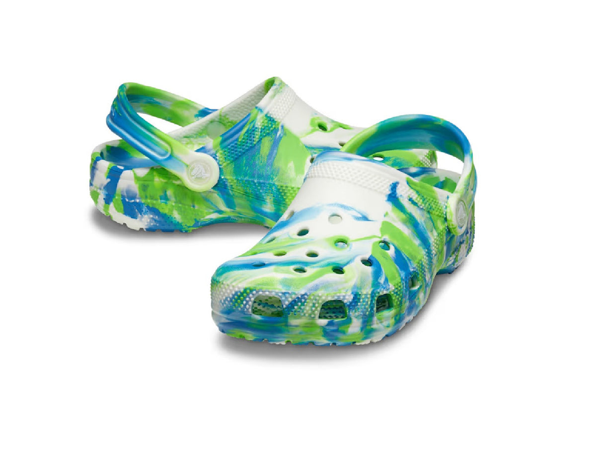 Crocs Kids' Classic Glow-in-the-Dark Marbled Clog - Prep Blue/Multi