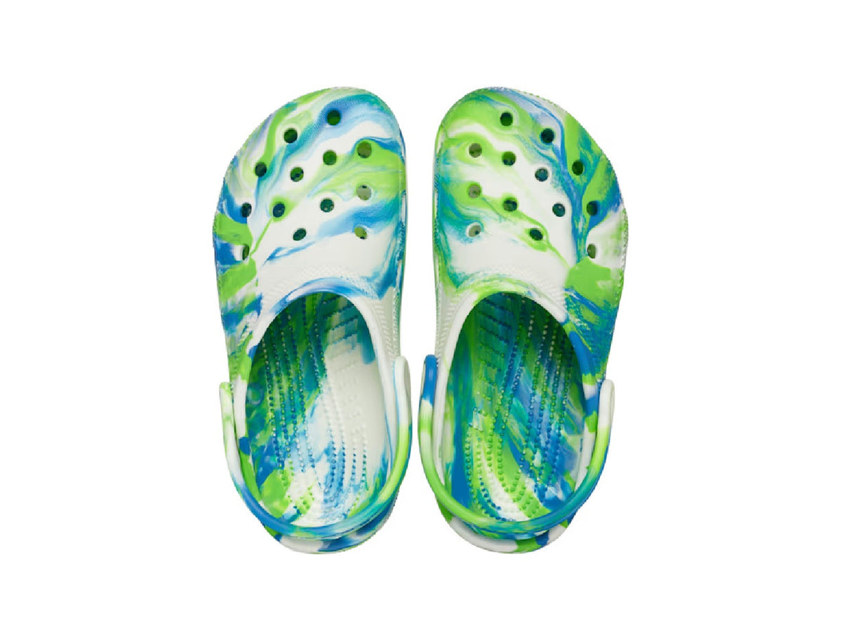 Crocs Kids' Classic Glow-in-the-Dark Marbled Clog - Prep Blue/Multi