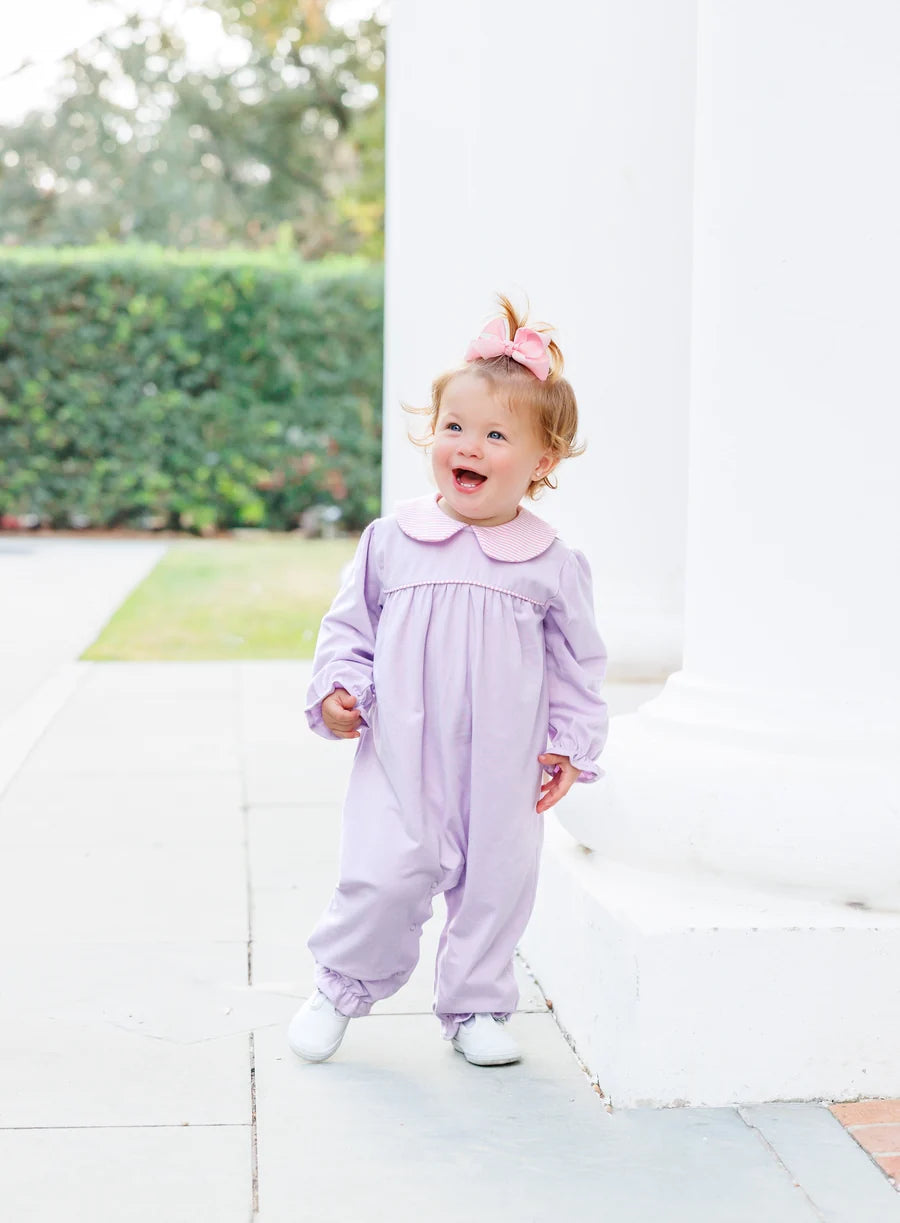 Trotter Street Kids Infant Girl's Abigail Romper - Lavender/Light Pink
