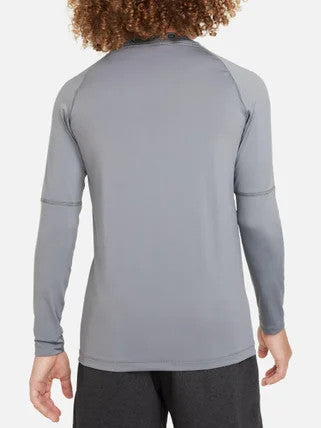 Nike Pro Big Kids Dri-FIT Long Sleeve Top - Smoke Grey/Black