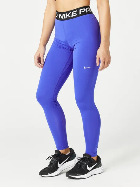 Rise Mesh Paneled Pro Leggings- Lapis/White