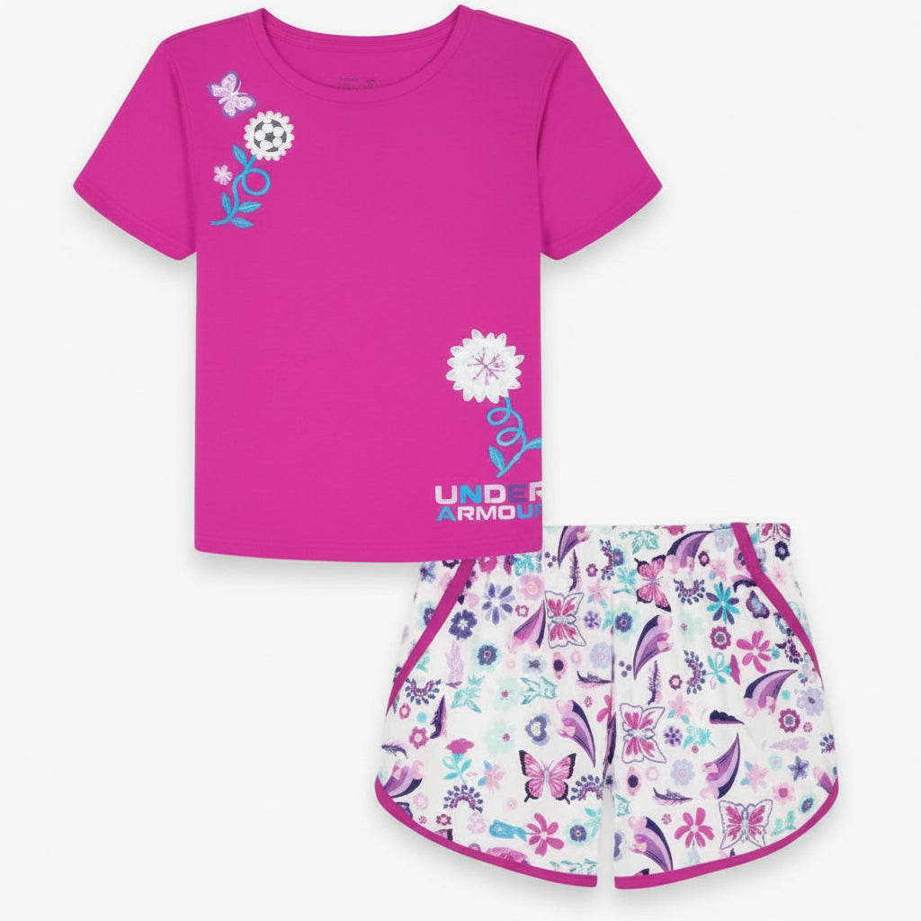 Under Armour Toddler Girls Printed Short Set - Fluo Fuchsia