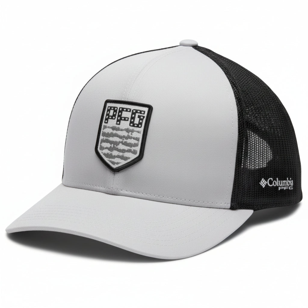 Columbia PFG Mesh 3D Stretch Snap Back Ball Cap - Cool Grey/Americana Badge