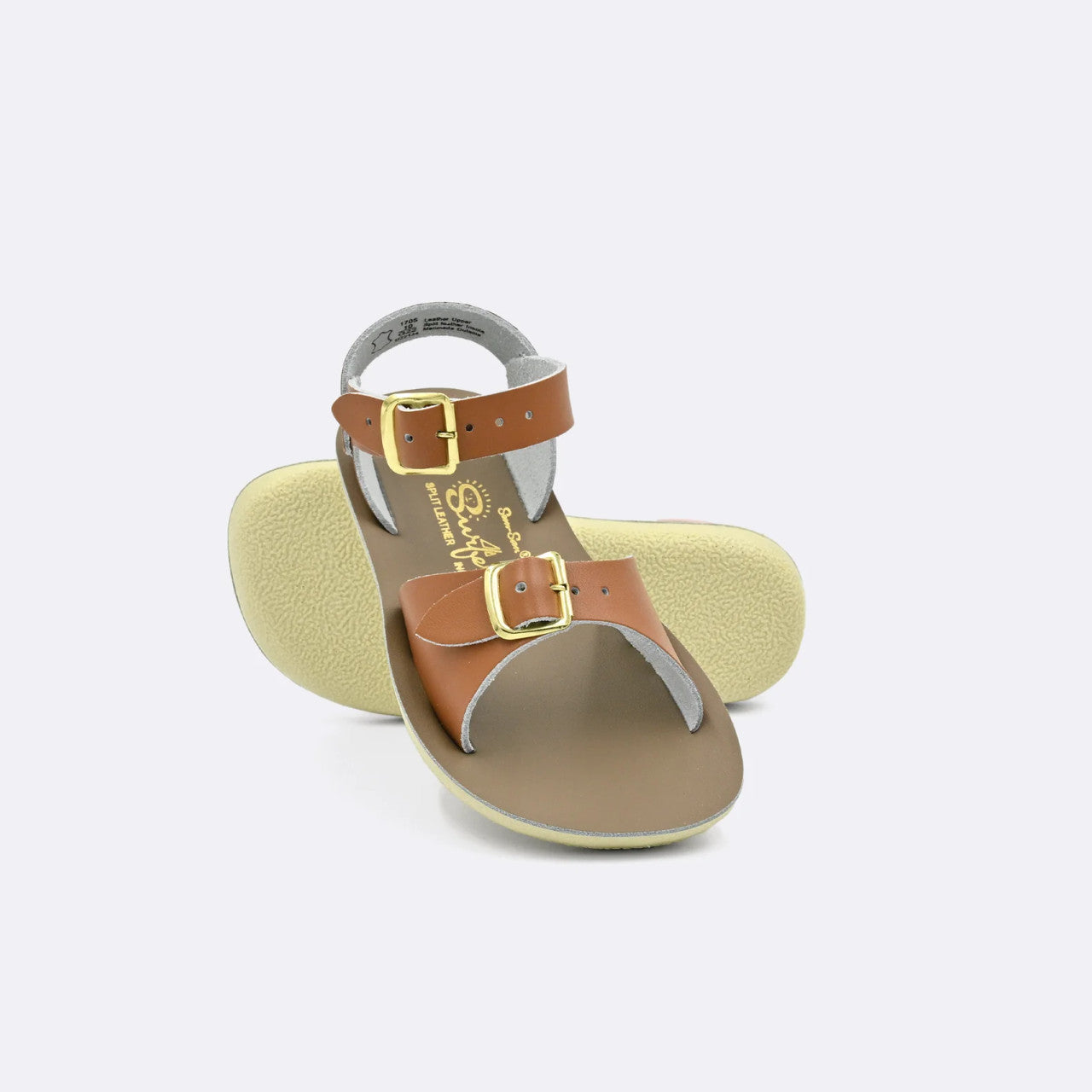 Sun‑San Surfer Little Girl's Leather Sandals - Tan