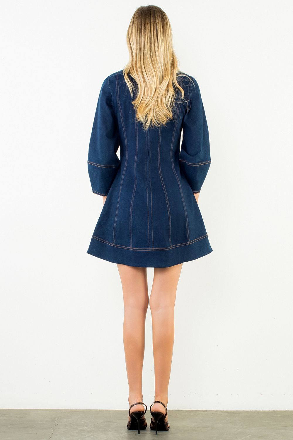 THML Women's Denim V-Neck Dress - Denim Blue