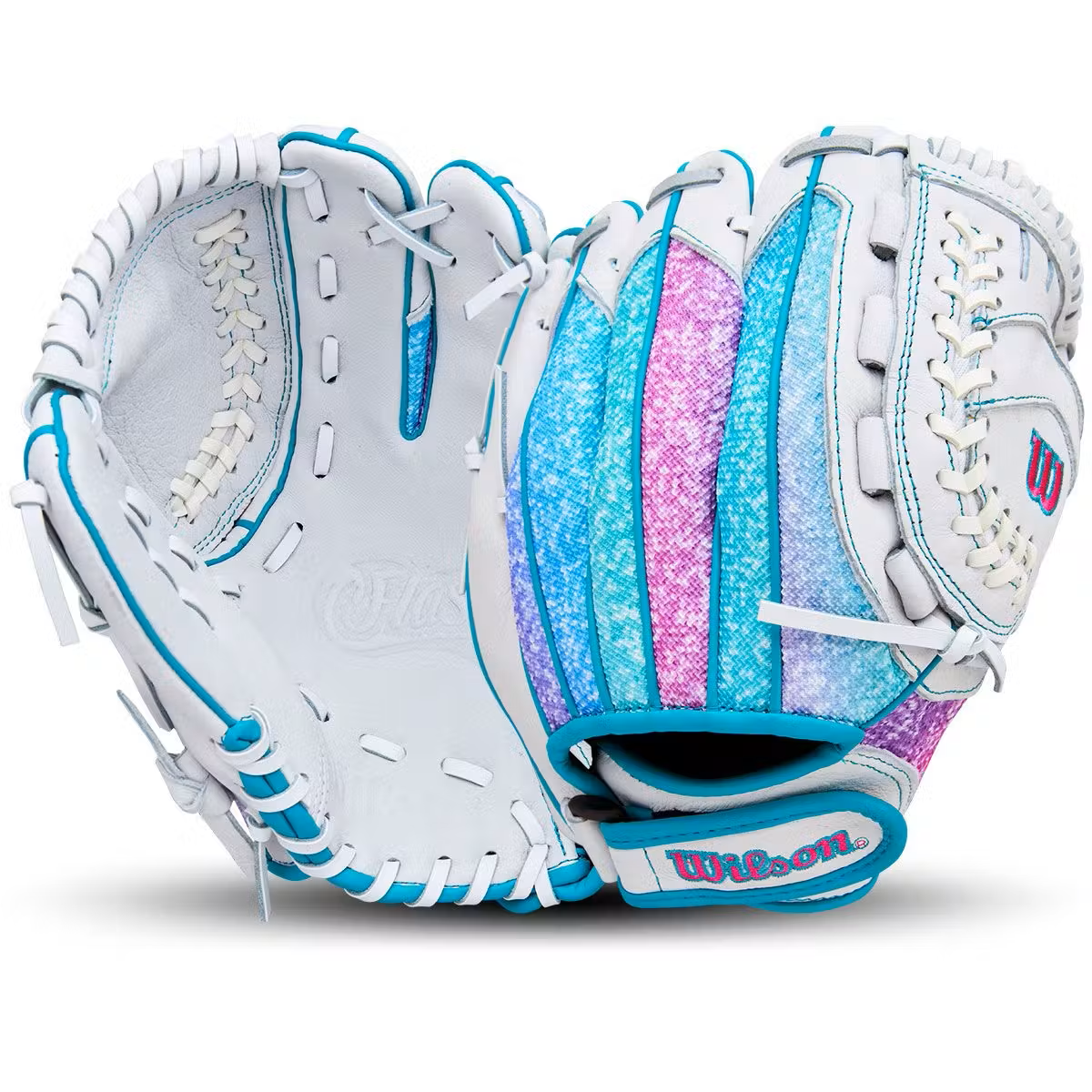 Wilson A440 Flash 11″ Youth Baseball & Softball Glove – White/Teal/Purple