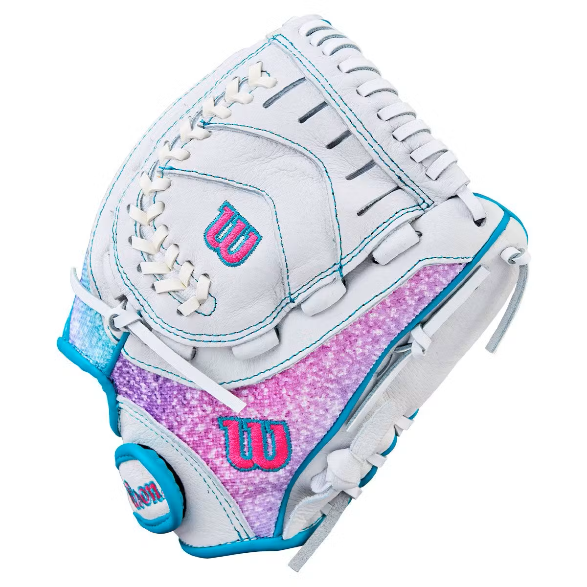 Wilson A440 Flash 11″ Youth Baseball & Softball Glove – White/Teal/Purple