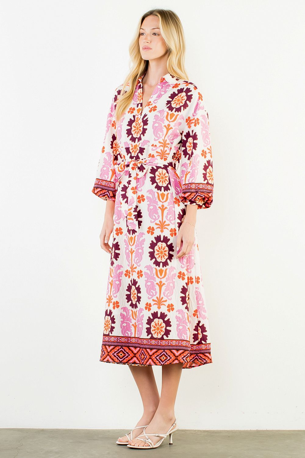 THML Women's Pink Floral Maxi Dress